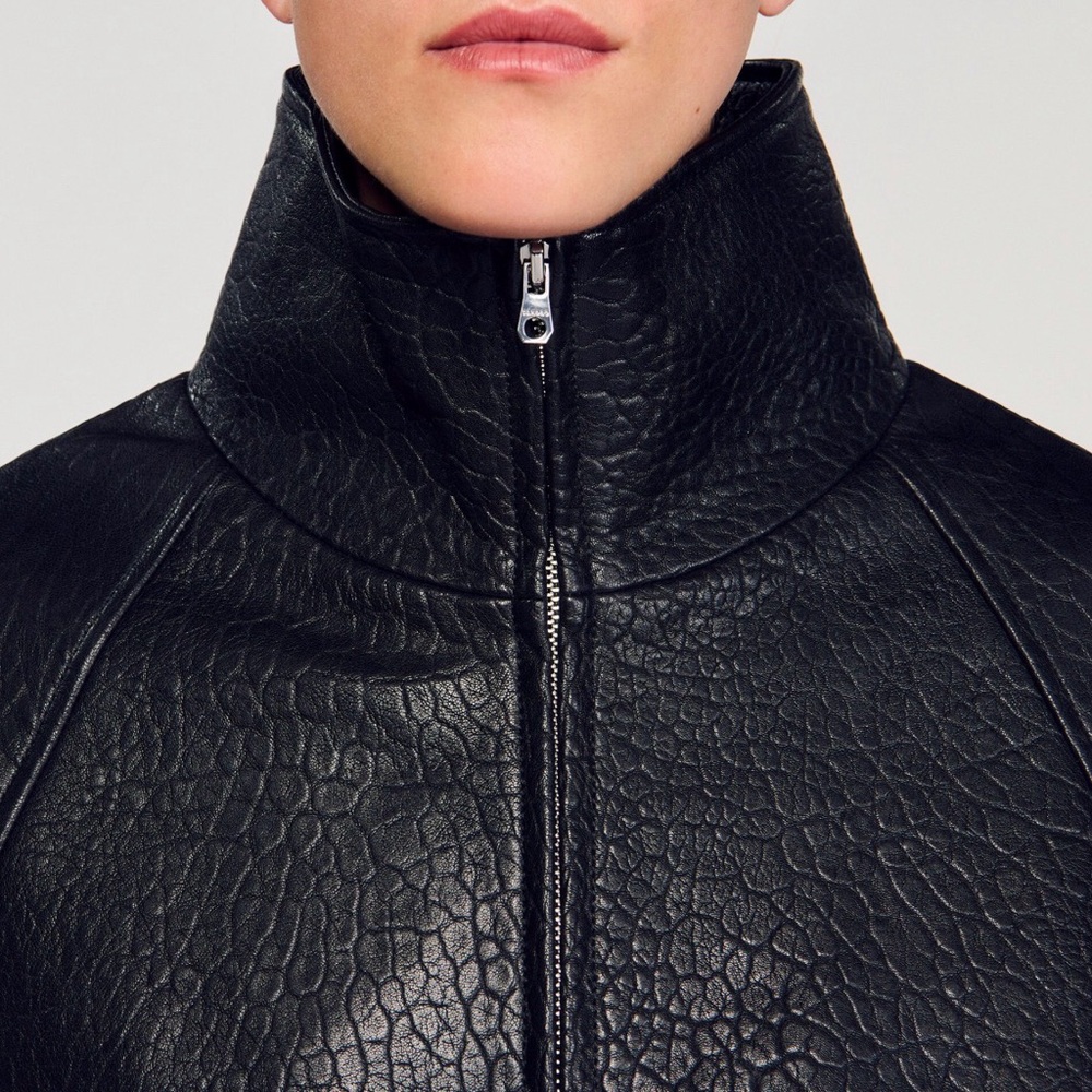 Sandro oversized leather jacket - image 4